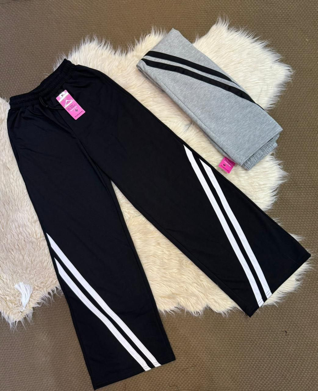Two-Stripe Wide Leg Pants