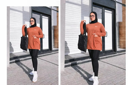 Long Sleeve Dry Fit Sports Top with Side Pockets – 4 Colors