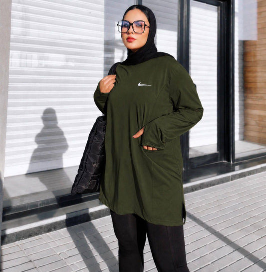 Long Sleeve Dry Fit Sports Top with Side Pockets – 4 Colors