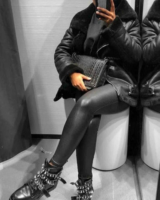 High Waist Faux Leather Lycra Leggings